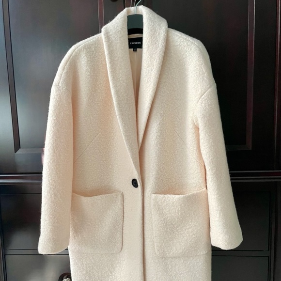 Express Jackets & Blazers - Express  Ivory wool blend, cocoon coat,   Size medium